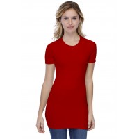 T-shirt long ras du cou doublé devant manches courtes en modal KATIA08
