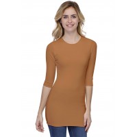 T-shirt long ras du cou doublé devant manches 3-4 en modal KATIA09