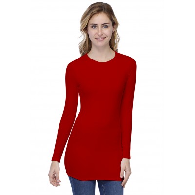 T-shirt long ras de cou doublé devant manches longues en modal KATIA10