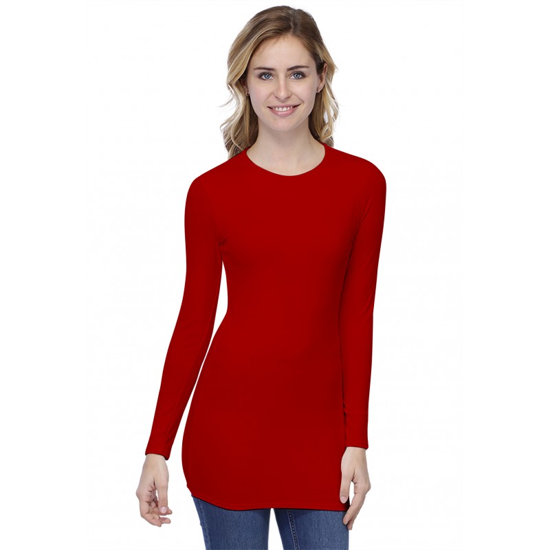 T-shirt long ras de cou doublé devant manches longues en modal KATIA10 T-shirt long ras de cou doublé devant manches longues en modal KATIA10