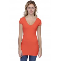 T-shirt long col V manches courtes capes en modal VIVI07