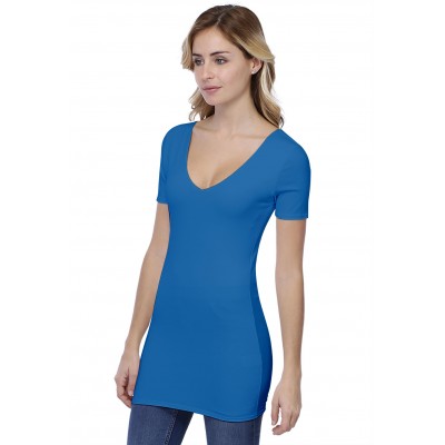 T-shirt long col V doublé manches courtes en modal VIVI08