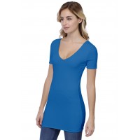 T-shirt long col V doublé manches courtes en modal VIVI08