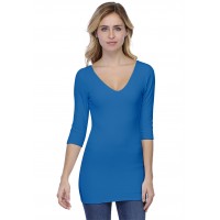 T-shirt long col V devant et derrière manches 3-4 en modal VIVI09