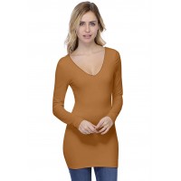 T-shirt long col V devant et dos manches longues en modal VIVI10