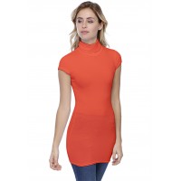 T-shirt long col roulé manches courtes capes en modal CINDY07