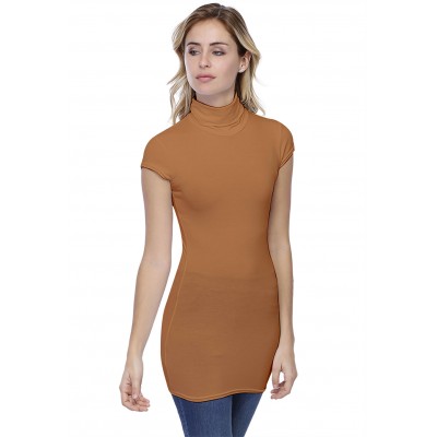 T-shirt long col roulé manches courtes capes en modal CINDY07
