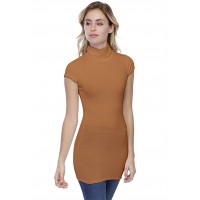 T-shirt long col roulé manches courtes capes en modal CINDY07