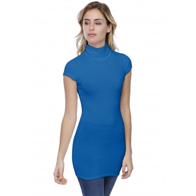 T-shirt long col roulé manches courtes capes en modal CINDY07
