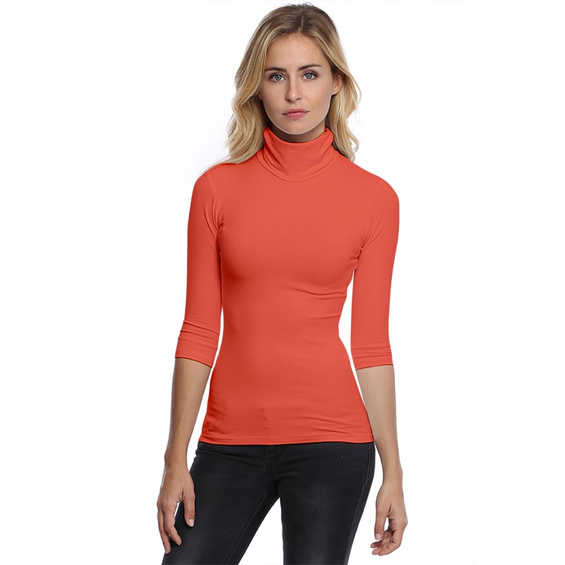 T-shirt long col roulé manches 3-4 en modal CINDY09 T-shirt long col roulé manches 3-4 en modal CINDY09