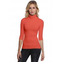 T-shirt long col roulé manches 3-4 en modal CINDY09