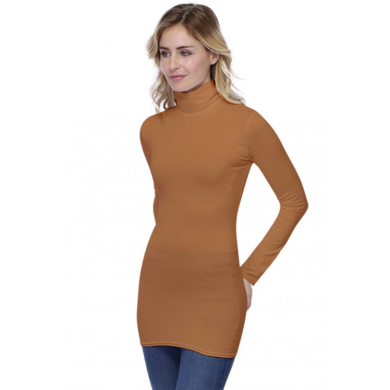 T-shirt long col roulé manches longues en modal CINDY10 T-shirt long col roulé manches longues en modal CINDY10