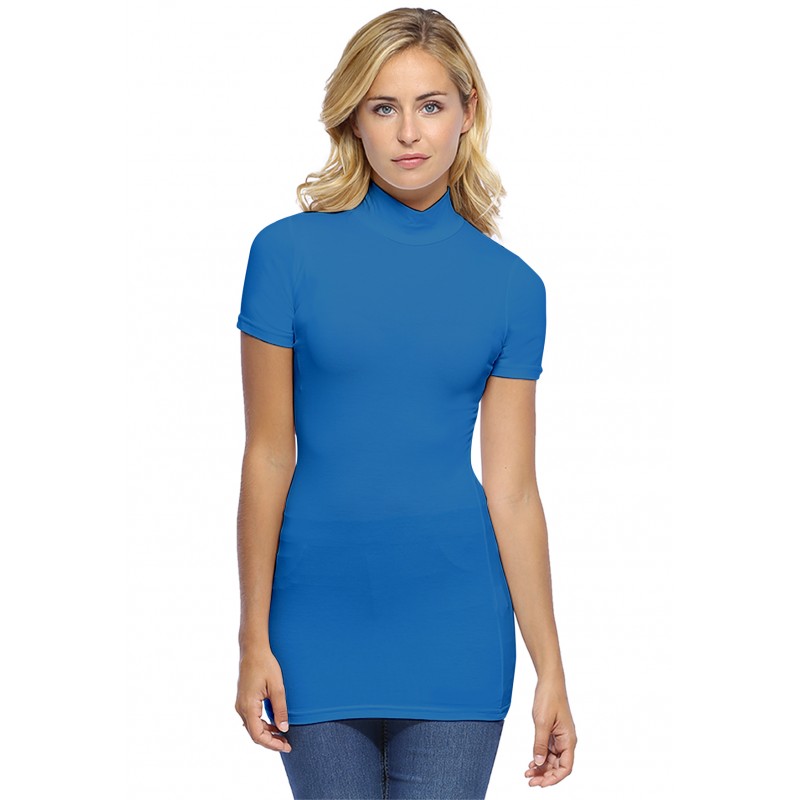 Tee-shirt long col montant et manches courtes en modal PENNY08 Tee-shirt long col montant et manches courtes en modal PENNY08