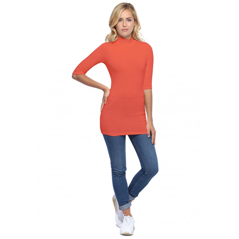 Tee-shirt long col montant et manches 3-4 en modal PENNY09 Tee-shirt long col montant et manches 3-4 en modal PENNY09