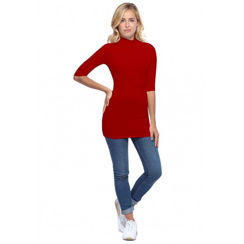 Tee-shirt long col montant et manches 3-4 en modal PENNY09 Tee-shirt long col montant et manches 3-4 en modal PENNY09