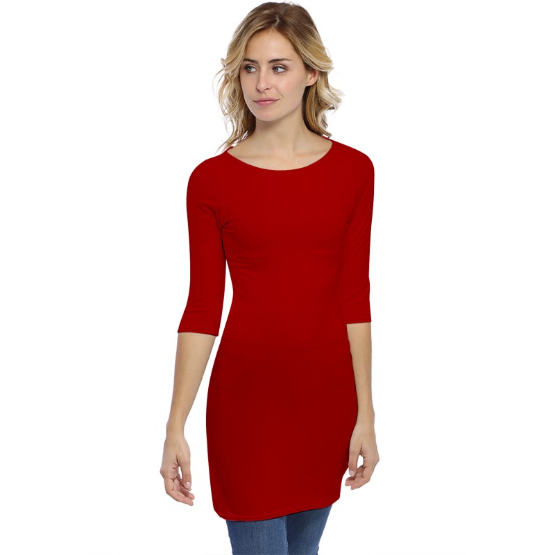 Tunique col bateau doublée devant manches 3-4 en modal DORIS14