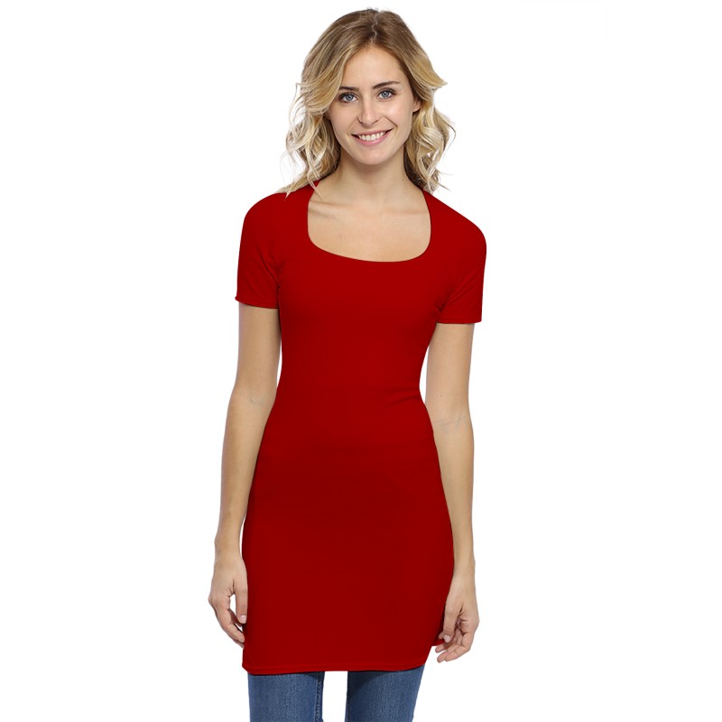 Tunique col carré doublée devant manches courtes en modal CLARA13