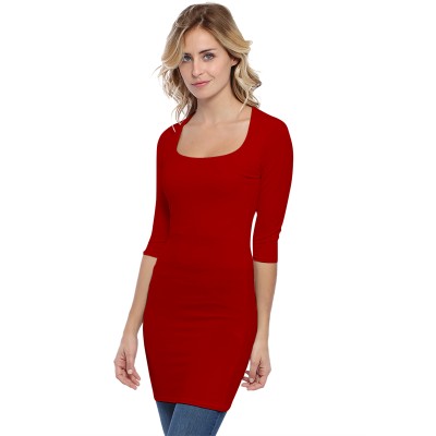 Tunique col carré doublée devant manches 3-4 en modal CLARA14