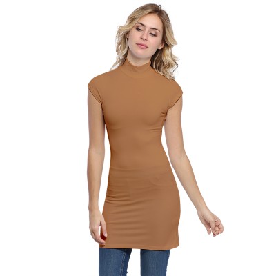 Tunique col montant et petites manches capes en modal PENNY12