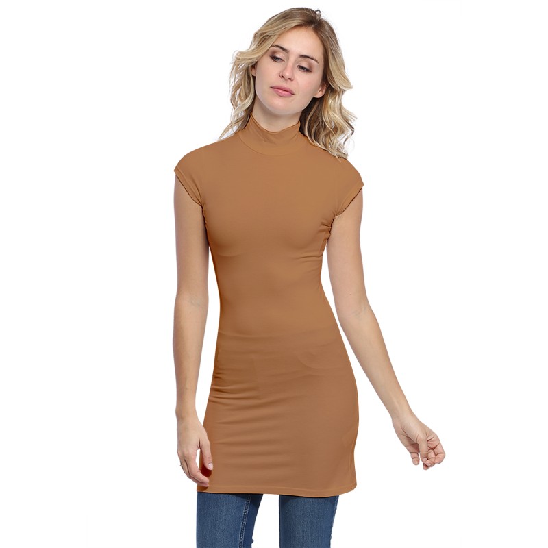 Tunique col montant et petites manches capes en modal PENNY12 Tunique col montant et petites manches capes en modal PENNY12