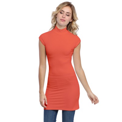 Tunique col montant et petites manches capes en modal PENNY12