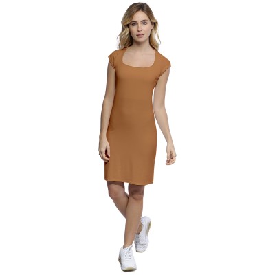 Robe col carré doublée devant manches courtes capes en modal CLARA17