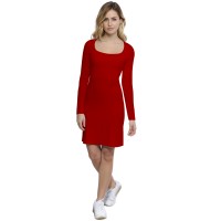 Robe col carré doublée devant manches longues en modal CLARA20