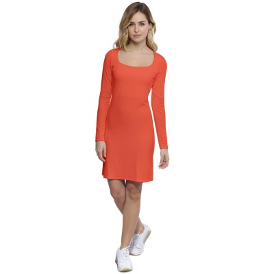 Robe col carré doublée devant manches longues en modal CLARA20