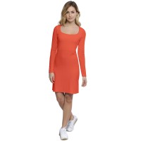 Robe col carré doublée devant manches longues en modal CLARA20