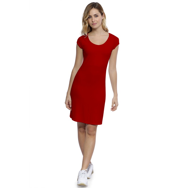 Robe col rond doublée devant manches courtes capes en modal ZAZA17 Robe col rond doublée devant manches courtes capes en modal ZAZA17
