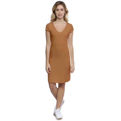 Robe col V devant et derrière manches courtes capes en modal VIVI17