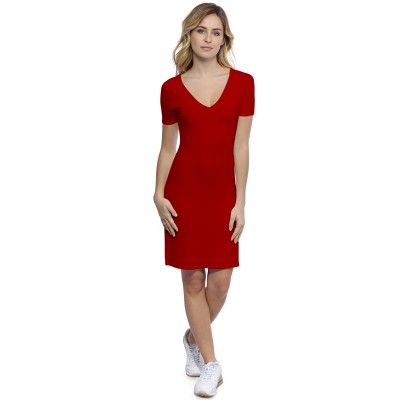 Robe col V devant et derrière manches courtes en modal VIVI18