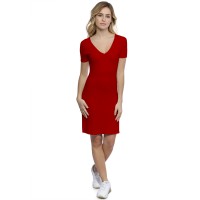Robe col V devant et derrière manches courtes en modal VIVI18