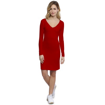 Robe col V devant et dos manches longues en modal VIVI20