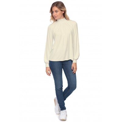 Tee-shirt col montant plissé manches longues SANDY