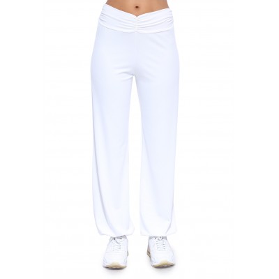 Pantalon coupe fluide taille élastique avec fronces en maille modal SALLY