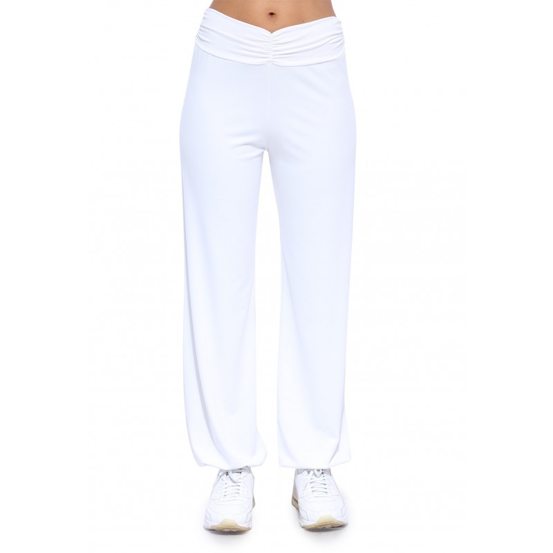 Pantalon coupe fluide taille élastique avec fronces en maille modal SALLY Pantalon coupe fluide taille élastique avec fronces en maille modal SALLY