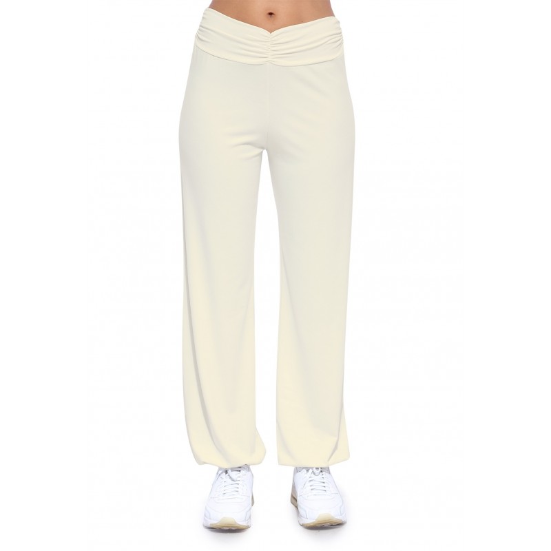 Pantalon coupe fluide taille élastique avec fronces en maille modal SALLY Pantalon coupe fluide taille élastique avec fronces en maille modal SALLY