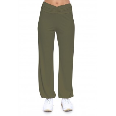 Pantalon coupe fluide taille élastique avec fronces en maille modal SALLY