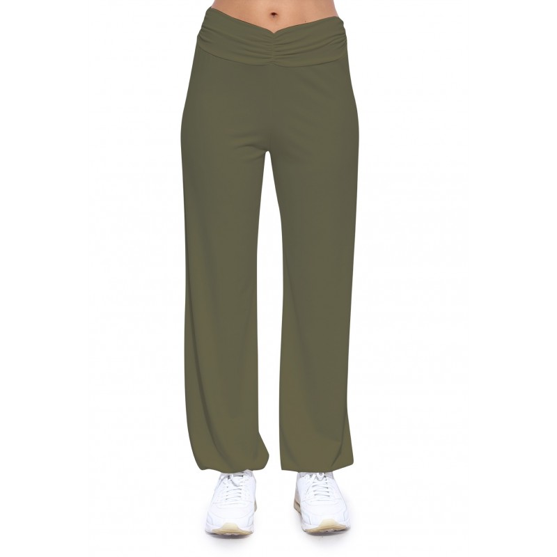 Pantalon coupe fluide taille élastique avec fronces en maille modal SALLY Pantalon coupe fluide taille élastique avec fronces en maille modal SALLY