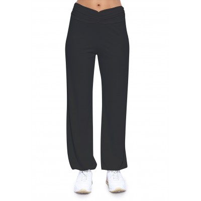 Pantalon coupe fluide taille élastique avec fronces en maille modal SALLY