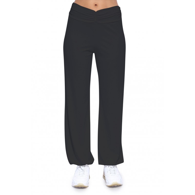 Pantalon coupe fluide taille élastique avec fronces en maille modal SALLY Pantalon coupe fluide taille élastique avec fronces en maille modal SALLY