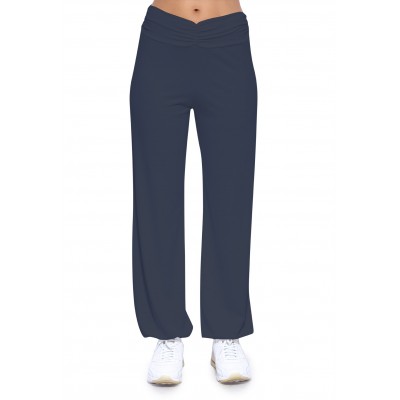 Pantalon coupe fluide taille élastique avec fronces en maille modal SALLY