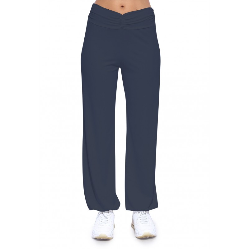 Pantalon coupe fluide taille élastique avec fronces en maille modal SALLY Pantalon coupe fluide taille élastique avec fronces en maille modal SALLY