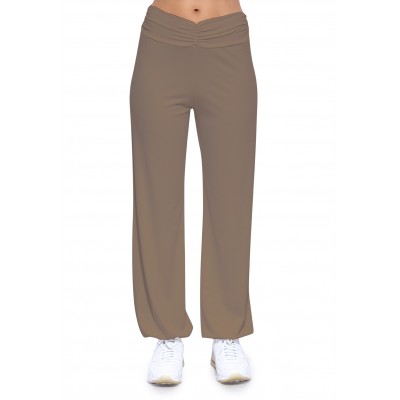 Pantalon coupe fluide taille élastique avec fronces en maille modal SALLY