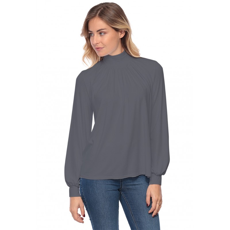 Tee-shirt col montant plissé manches longues SANDY Tee-shirt col montant plissé manches longues SANDY