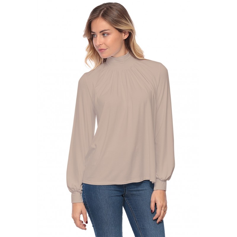 Tee-shirt col montant plissé manches longues SANDY Tee-shirt col montant plissé manches longues SANDY