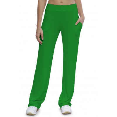 Pantalon coupe droite taille élastique avec poches en maille modal ALINA