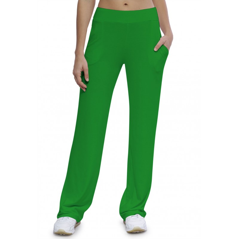 Pantalon coupe droite taille élastique avec poches en maille modal ALINA Pantalon coupe droite taille élastique avec poches en maille modal ALINA
