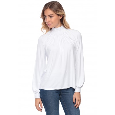 Tee-shirt col montant plissé manches longues SANDY